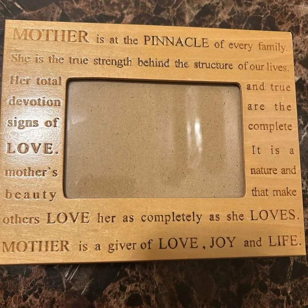 Engraved wooden picture frame,  Jewelry box combo with  Mother themed text